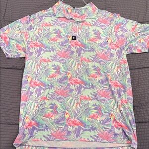 Bad Birdie Tropical Flamingo Polo